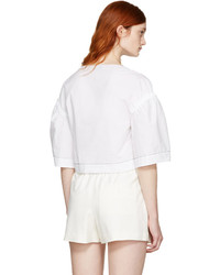 3.1 Phillip Lim White Wide Sleeve Ruched Blouse