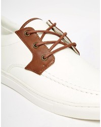 Asos Brand Boat Shoes In White