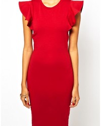 Asos Bodycon Dress With Structured Ruffle Sleeve