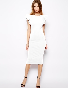 white bodycon dress with sleeves