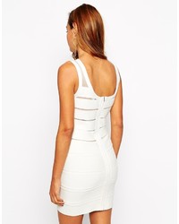 Asos Collection Body Conscious Dress In Structured Knit With Mesh Insert