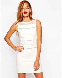 Asos Collection Body Conscious Dress In Structured Knit With Mesh Insert
