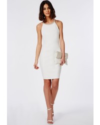 Missguided Crepe Embellished Trim Bodycon Dress White