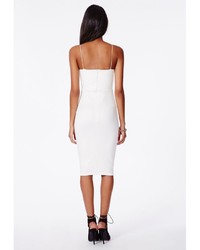 Missguided Daisy Leather Top Strappy Bodycon Dress White