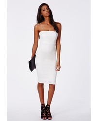 Missguided Daisy Leather Top Strappy Bodycon Dress White