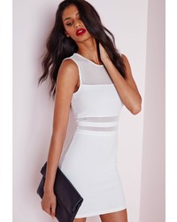 Missguided Mesh Panel Bodycon Dress White