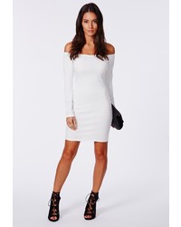 Missguided Rorry Ponte Bardot Bodycon Dress White