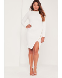 Missguided Plus Size Zip Front Bodycon Dress White