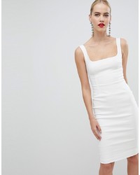 Vesper Square Neck Pencil Dress In White