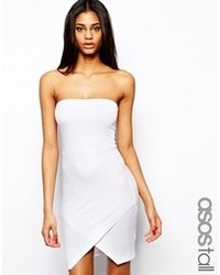 Asos Tall Tall Bandeau Body Conscious Dress With Wrap Front White