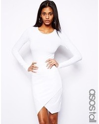 Asos Tall Tall Body Conscious Dress With Wrap Front White