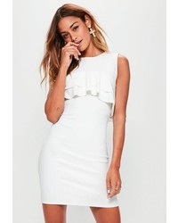 Missguided Tall White Sleeveless Frill Bodycon Dress