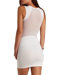 Charlotte Russe Textured Mesh Cut Out Bodycon Dress