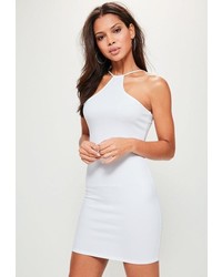 Missguided White Racer Neck Bodycon Dress