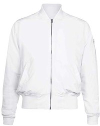 Topman Aaa White Ruched Bomber Jacket