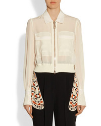 Givenchy Bomber Jacket In Silk Crepe De Chine White