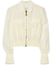 Givenchy Bomber Jacket In Silk Crepe De Chine White