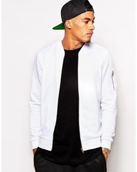 Asos Bomber With Mesh Panel In Jersey White