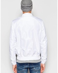 Asos Brand Bomber Jacket With Poppers In White
