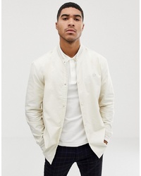 Fred Perry Cotton Bomber Light Weight Jacket In Off White