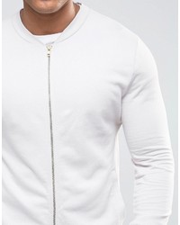 Asos Jersey Bomber Jacket In Off White