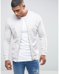 Asos Jersey Bomber Jacket In Off White