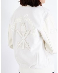 Opening Ceremony Logo Applique Wool And Leather Bomber Jacket