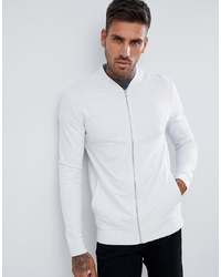 ASOS DESIGN Muscle Jersey Bomber Jacket In White Marl Marl