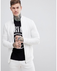 ASOS DESIGN Muscle Jersey Track Jacket In White