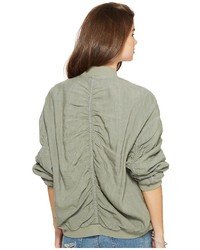Free People Ruched Linen Bomber Coat