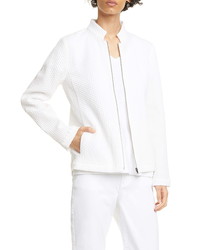 Eileen Fisher Zip Front Jacquard Cotton Blend Jacket