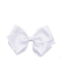 Reflectionz White Grosgrain Jewel Center Bow Hair Accessory Clippie