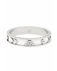 House Of Harlow 1960 Silver Aztec Bangle With White Leather