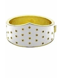 House Of Harlow 1960 White Leather Triangle Cuff In Gold