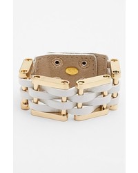 Cara Woven Leather Bracelet White Gold