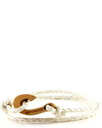 Domo Beads Leather Hook Wrap Bracelet Gold On White
