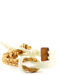 Domo Beads Nautical Knot Bracelet Gold Leather White Nylon