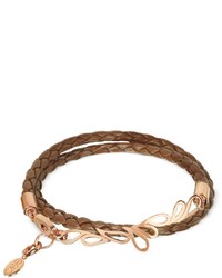 Sho London Mari Fiendship Rose Gold Plated Leather Double Bracelet