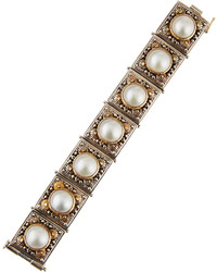 Konstantino Silver 18k Pearl Square Link Bracelet