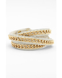 Tasha Leather Wrap Bracelet White Gold