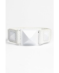 Vince Camuto Pyramid Studded Leather Bracelet Snow White Matte White