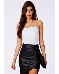 Missguided Izydora Bandeau Jersey Top White