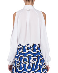 Kenzo Woven Cold Shoulder Blouse White