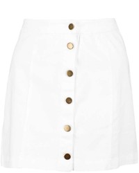 Boohoo Allie Denim Button Front Mini Skirt