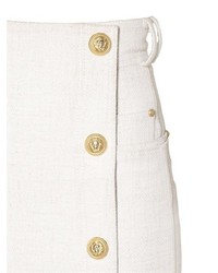 Balmain Cotton Blend Canvas Skirt With Buttons
