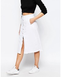 Boohoo Button Denim A Line Midi Skirt