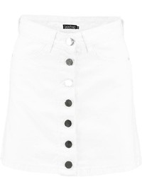 Boohoo Jean White Denim Button Through Skirt