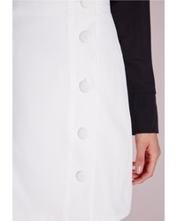 Missguided Button Detail A Line Mini Skirt White