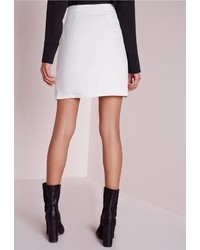 Missguided Button Detail A Line Mini Skirt White