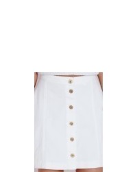 Missguided Button Through Denim Skirt White